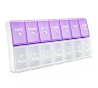 Aigret Future Organizador de pastillas 2 veces al día, pastillero semanal grande para mañana y noche, organizador de medicamentos para el día y la noche, pastillero dos veces al día, contenedor de