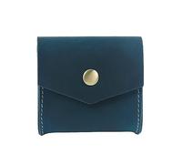 AIGUONIU Bolsa de almacenamiento pequeña de piel auténtica, monedero, monedero, monedero, monedero de cuero de caballo loco, Blue