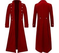 AIHERQG Abrigo largo renacentista medieval for hombre, disfraz de gabardina for cosplay, ropa de nobleza de la corte retro de la Edad Media, chaqueta negra, roja y marrón, tallas S a 5XL(Red1,4XL)