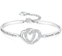 Aihitero Pulsera con texto en inglés "Badass Daughter", con texto en inglés "Always My Daughter Forever My Friend", joyería para mujer, regalo de cumpleaños, Navidad, boda de papá y mamá, 7.25 inches