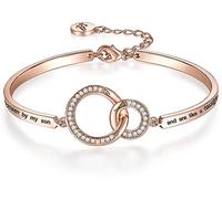 Aihitero Pulsera de cumpleaños para madre/hija/cuñada, con texto en inglés "Marriage Made Us Family Love Made You My Mom/Daughter/Sister", joyería personalizada para mujeres y niñas, regalo de boda de