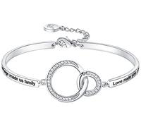 Aihitero Pulsera de cumpleaños para madre/hija/cuñada, con texto en inglés "Marriage Made Us Family Love Made You My Mom/Daughter/Sister", joyería personalizada para mujeres y niñas, regalo de boda de