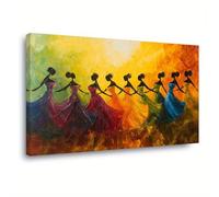 AIHNBF Abstracto Mujer Bailando Mural Colorido Arco Iris Vestidos Pintura Impresionista para Sala de Estar Alegría y Cultura Decoración Impresión en Lienzo Arte de Pared Sin Marco 40x60 cm