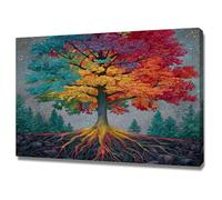 AIHNBF Árbol de la vida Cuadro Colorido Hojas Arco Iris Árbol Raíces Paisaje Lienzo Místico Naturaleza Bosque Cielo Estrellado Arte Moderno Abstracto Decoración Salón 20 x 30 cm