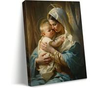 AIHNBF Arte de pared religioso Virgen con Niño Lienzo Lienzo Virgen María con Bebé Jesús, Clásico Cristiano Decoración del Hogar 40 x 60 cm