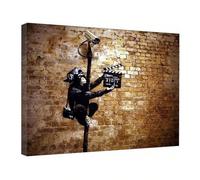 AIHNBF Banksy - Cuadro de pared de graffiti de estilo urbano moderno, diseño de mono, director de cine con solapa de película, obra de arte para salón, oficina, loft, decoración de pared, sin marco