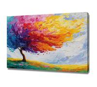 AIHNBF Cuadro abstracto de árbol colorido paisaje Impasto estilo pintura natural viva para sala de estar decoración contemporánea arco iris árbol de la vida obra de arte para oficina dormitorio 20 x