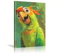 AIHNBF Cuadro de pared de loro colorido pájaro tropical impresión en lienzo divertida pintura animal para sala de estar decoración alegre retrato de pájaro exótico naturaleza artística obra de arte 60
