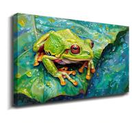 AIHNBF Cuadro en lienzo con diseño de rana de árbol verde vivo, para decoración de salón, diseño de animales con ojos rojos, 40 x 60 cm