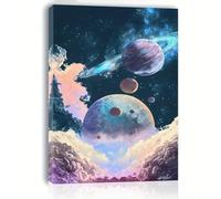 AIHNBF Lienzo con diseño de paisaje planetario cósmico - espacio de ensueño arte mural decoración para sala de estar y dormitorio moderno, póster de fantasía galaxia, 80 x 120 cm