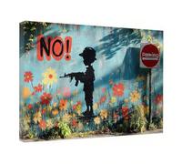 AIHNBF Moderno arte callejero graffiti decoración de pared estilo banksy urbano, póster de protesta política comentarios sociales ilustraciones silueta soldado con flores salón casa 50 x 75 cm