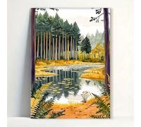 AIHNBF Pino Bosque Estanque Paisaje Mural Tranquila Naturaleza Pintura para el Hogar Moderno Bosque Impresionista Bosque Silvestre Paisaje Impresión Tono Tierra Natural, Desierto Vista Obra De Arte 60