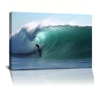 AIHNBF Surfista sobre una ola gigante mural paisaje marino marino impresión en lienzo para sala de estar oficina decoración moderna arte marítimo ambiente costero diseño de pared aventurero 40 x 60 cm