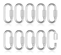 Aihoom 10pcs Mosquetones de Acero Inoxidable 37mm*17.5mm, Enlaces Rápidos Pequeños, Conectores Resistentes para Camping y Senderismo, Mosquetón de Enlace Rápido en Forma de D