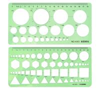 Aihoom 2 piezas de normógrafo de geografía, plantilla geométrica y circular, modelos de medición para dibujo artístico, regla de plantilla para bocetos y esquemas, regla de plantilla para estudio o