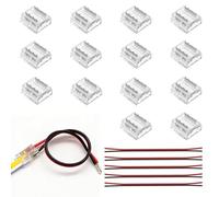 Aihoom 2Pin 8mm COB LED Tira de Luz Conector Kit 19 Piezas - Incluye Conectores Transparentes y Extensiones de Cable 20AWG para Soldar Sin Ranura y Conexiones de Esquina