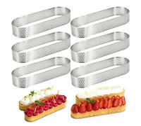 Aihoom 6pcs Molde de Tartaletas Ovalado de Acero Inoxidable, Moldes para Tartas de Postre, Mousse de Frutas y Quiche, Anillos para Tartas Francesas, Ideal para Hornear en Casa