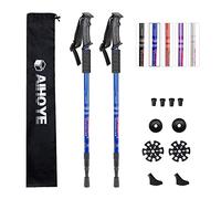 Aihoye Bastones de Senderismo, Plegables, Ligeros, Que absorben los Golpes, de Aluminio, Ajustables, para Mujeres, Hombres y niños, Paquete de 2 (Azul)
