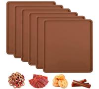 AIHSUMC 6 hojas de deshidratador de silicona con borde, esteras deshidratadoras con revestimiento antiadherente, lámina antiadherente para deshidratadora, reutilizables, para deshidratador de frutas,