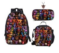 AII Lover Mochila de anime Five Nights de 3 piezas con collar, mochila ligera para laptop con impresión 3D de dibujos animados de 18 pulgadas., C, 10in