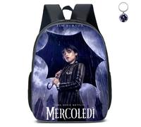 AII Lover Mochila Wednesday con Llavero, Bolsa Wednesday de 40,6 cm Impresa en 3D Mochila Escolar de Alta Capacidad para Niños y Niñas., a, 16.5in