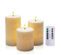 AiiBowy Velas de té, Velas LED, [3 piezas] Velas parpadeantes sin Llama, Velas al aire libre, Función de temporización, luces, Navidad, Cumpleaños, Fiestas, bodas Beige (Blanco)