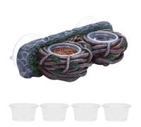 AIICIOO Repisa de alimentación de gecko crestado, doble cuenco para reptiles y vides, repisa de comida con 4 cuencos de agua de esquina para lagarto, serpiente, dragón, rana, tortuga, terrario,