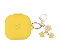 AIIEKZ Compatible con Beats Fit Pro 2021, funda de silicona suave con patrón de corazón dorado para Beats Fit Pro con bonito llavero de mariposa para niñas y mujeres (amarillo)