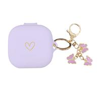 AIIEKZ Compatible con Beats Fit Pro 2021, Funda de Silicona Suave con patrón de corazón Dorado para Beats Fit Pro con Bonito Llavero de Mariposa para niñas y Mujeres (Morado Lavanda)