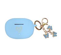 AIIEKZ Compatible con Beats Studio Buds 2021, funda de silicona suave con patrón de corazón dorado para Beats Studio Buds con bonito llavero de mariposa para niñas y mujeres (azul cielo)
