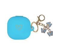 AIIEKZ Compatible con Samsung Galaxy Buds 2 / Buds Pro/Buds Live/Buds 2 Pro, funda de silicona suave con patrón de corazón dorado con bonito llavero de mariposa para niñas y mujeres (azul)
