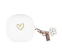 AIIEKZ Compatible con Samsung Galaxy Buds 2 / Buds Pro/Buds Live/Buds 2 Pro, funda de silicona suave con patrón de corazón dorado con bonito llavero colgante para niñas y mujeres (blanco)
