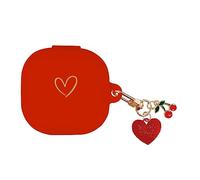 AIIEKZ Compatible con Samsung Galaxy Buds 2 / Buds Pro/Buds Live/Buds 2 Pro, funda de silicona suave con patrón de corazón dorado con bonito llavero colgante para niñas y mujeres (rojo)