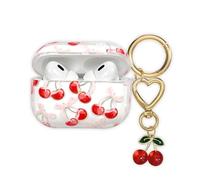 AIIEKZ Funda compatible con AirPods Pro 2 2022, TPU suave con bonito patrón de flores para AirPods Pro de 2ª/1ª generación con llavero de flores y mosquetón para niñas y mujeres (cereza)