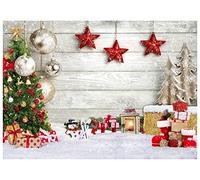AIIKES 12-392 7x5FT Fondo de Árbol de Navidad, Tablero de Madera Blanca Copo de Nieve, Fondo de fotografía Tema de Navidad, Regalo de decoración de Fiesta Familiar