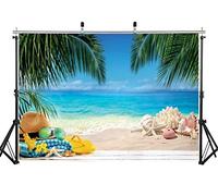AIIKES 2.1Mx1.5M/7x5FT Tropical Playa Fotografía Fondo Hawai Verano Océano Cumpleaños Estrella Fiesta Fondo Cielo Azul Nubes Blancas Foto de Fondo Bebé Ducha Foto Fondos 11-545