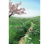 AIIKES 5x7FT Fondo de fotografía de Paisaje de Primavera Fondo de fotografía de árbol de Flores de Hierba Verde Fondo de fotografía de Pascua Adecuado para bebé Recién Nacido 11-424