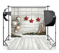 AIIKES 5x7FT Fondo Navideño Fotografía Navideña Fondo Madera Navideña Decorada Fondo Fiesta Navideña Fondo 10-383