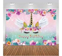 AIIKES 7 x 5 pies, Unicornio, cumpleaños, Fondo de fotografía, para Flores, Rosa, Lindo, Unicornio, bebé, Ducha, Floral, telón de Fondo, recién Nacido, niño, cumpleaños, Fiesta, decoración, Banner