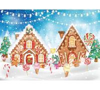 AIIKES 7x5FT Fondo de la Casa de Pan de Jengibre Navideño Fondo de Nieve de Invierno Galletas Navideñas Dulces Fondo Fotográfico XY71