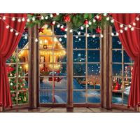 AIIKES 7x5FT Fondo de Navidad Escaparate de Navidad Fondo de Dibujos Animados de Navidad Interior árbol de Navidad Fiesta Familiar Decoración Fotografía de Fondo XY73