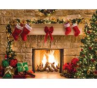 AIIKES 7x5FT Feliz Navidad Fondo Árbol Calcetín Regalo Fiesta Familiar Decoraciones Feliz Año Nuevo Navidad Tema de la Chimenea Fotografía Banner Estudio Decoración Booth Props 11-209