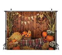 AIIKES 7x5FT Fotografía de Acción de Gracias Telón de Fondo Piso de Madera Granero Fondo de Cosecha Calabazas de Otoño Hojas de Maíz Girasol Telones de Fondo Retrato de Bebé Decoración 11-741