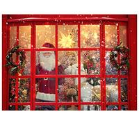 AIIKES 7x5FT Fotografía Fondo Feliz Navidad Telón de Fondo Año Nuevo Papá Noel Tocando Telones Ventana Alce Reno Guirnalda Regalo Fotografía Fondos Estudio Accesorios 11-708