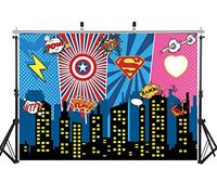 AIIKES 7x5FT Mighty Avengers Party Superheroes Birthday Photo Background Fondo de Avengers Superheroes Party Decoration Background Superheroes Party Superheroes City Night 11-394