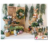AIIKES 8x6FT Fondo de decoración de Pascua jardín de Primavera decoración de Conejito Soporte de Flores Fondo de fotografía Retrato de bebé recién Nacido Accesorios de Cabina de Fotos 11-985