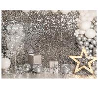 AIIKES Fondo de pared de plata de 7 x 5 pies con lentejuelas plateadas para fotografía de discoteca, fondo de cumpleaños, boda, Año Nuevo, pelota, fiesta, decoración, fondo brillante, XY31