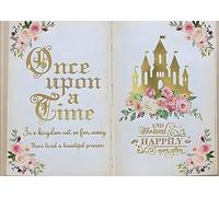 AIIKES Once Upon a Time - Telón de fondo de 7 x 5 pies, diseño de libros de cuento de hadas, color rosa, floral, dorado, castillo, princesa, cuento de hadas, boda, fiesta de cumpleaños, accesorios de