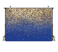 AIIKES Telón de fondo con purpurina azul y dorada de 7 x 5 pies, telón de fondo de fotografía Bokeh dorado, decoración de fiesta de cumpleaños, telón de fondo de boda para recién nacidos, accesorios de estudio 12-558