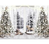 AIIKES Telón de fondo de fotografía de nieve con ventana de Navidad de 7 x 5 pies para decoración de fiesta familiar, invierno XY76